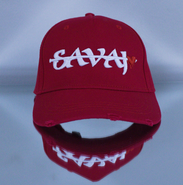 SAVAJ OG Cap (ripped/Distressed) RED